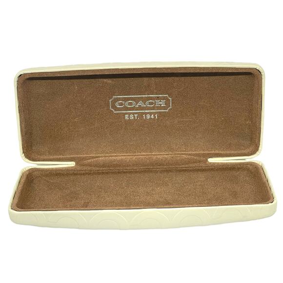 Coach Sunglass Case Clamshell Embossed Cream White - Picture 5 of 5